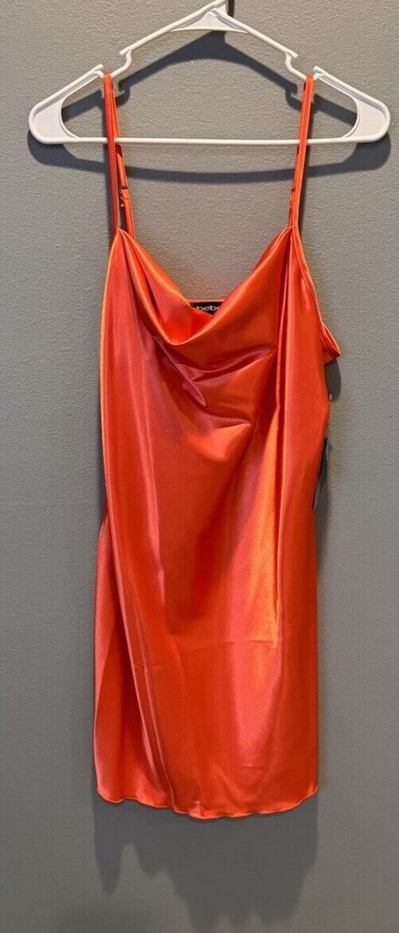 NWT Bebe Cowl Neck Slip Dress Orange Women's Size L